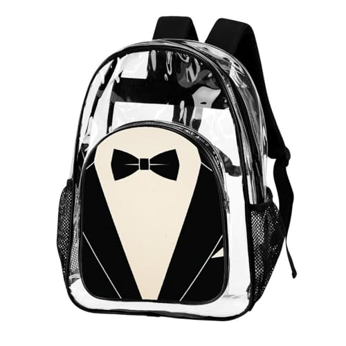 Travel Laptop Backpacks Bow Tie Tuxedo (2) Large Bookbags See Through Bag Transparent Backpack Waterproof Clear Bag2
