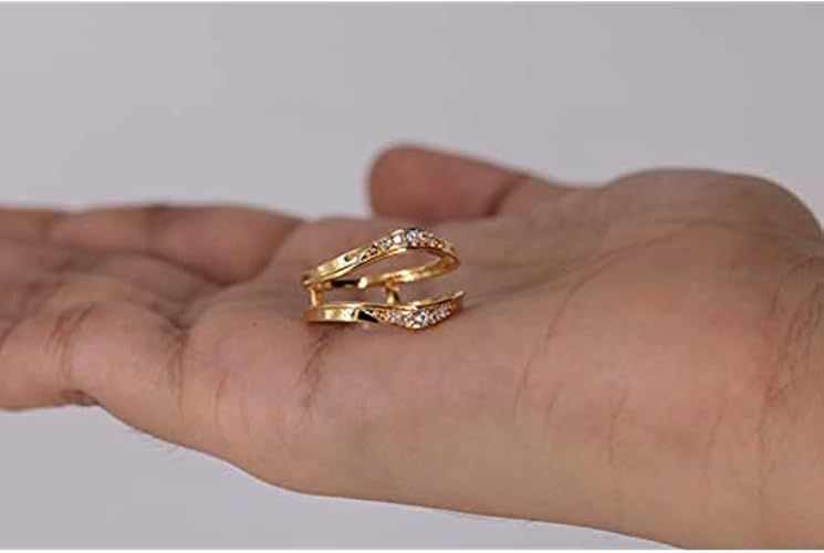 Drizzle Jewels 1.00Ct Round Cut Lab Created Diamond 14K Yellow Gold Plated Wedding Band Enhancer Ring (Yellow, 6.5)