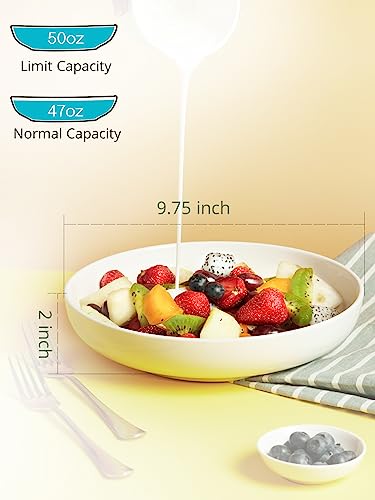 Lifver 9.75" Large Pasta Bowls, 50 Ounces Salad Bowls Large, White Pasta Bowl Set Of 4, Ceramic Pasta Plates Set, Wide Shallow Bowls Set, Microwave Dishwasher Safe #TOP1