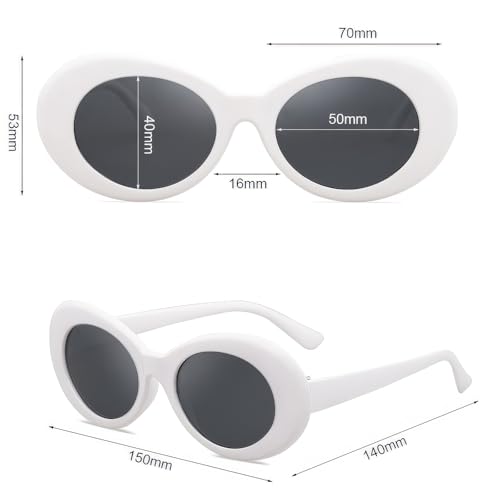 Retro Oval Sunglasses for Women Men Clout Goggles Trendy Round Kurt Cobain UV400 Glasses SG97504