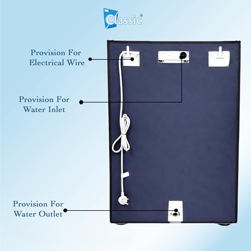 Image of Classic Top Load Washing Machine Cover Suitable For Whirlpool 360 Back Panel 8 Kg, 8.5 Kg, 9 Kg, 9.5 Kg, 10 Kg, Waterproof & Dustproof (66cmsX63cmsX106cms, Navy Blue)