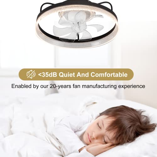 Fengsengshuiqi 360° Oscillating Flush Mount Ceiling Fans With Lights And Remote Control thumb #1