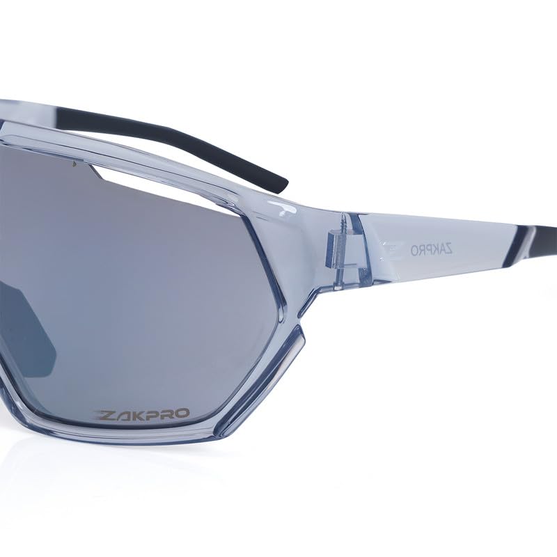 ZAKPRO Z-Series Sports Sunglasses - VOLTRIX | TR90 Ultralight Frame | Spherical Lens | Smoke Silver Mirror | UV400 Protection | Men & Women