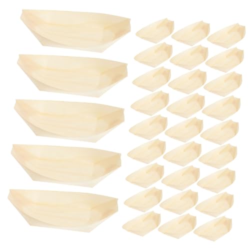 Platos desechables de madera 100 unidades 11.5 cm x 6.5 cm miniatura 1