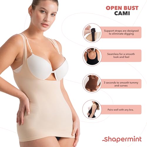 SHAPERMINT Open Bust Shapewear Cami, Seamless Tummy, Side and Back Compression3