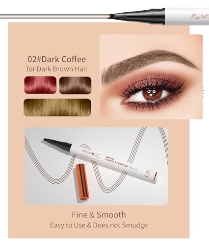 2 Stück Magischer Microblading Augenbrauenstift mit 4 Mikrogabelspitzen, Wischfester Augenbrauenfarbe, Sorgt für Natürlich Aussehende, Definierte Augenbrauen (Dunkelbraun(2 Stück))