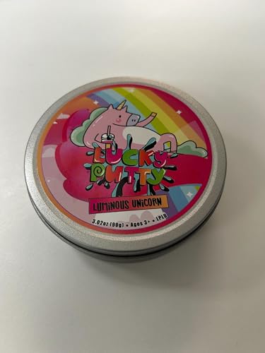 Lucky Putty's Luminous Unicorn Putty - 3.2oz Glow-in-The-Dark Slime - Neon Rainbow Confetti - Stretch, Bounce, Pop, Tear - Never Dries - Stress-Reliever, Creative Tool - Tin Included - Ages 3+