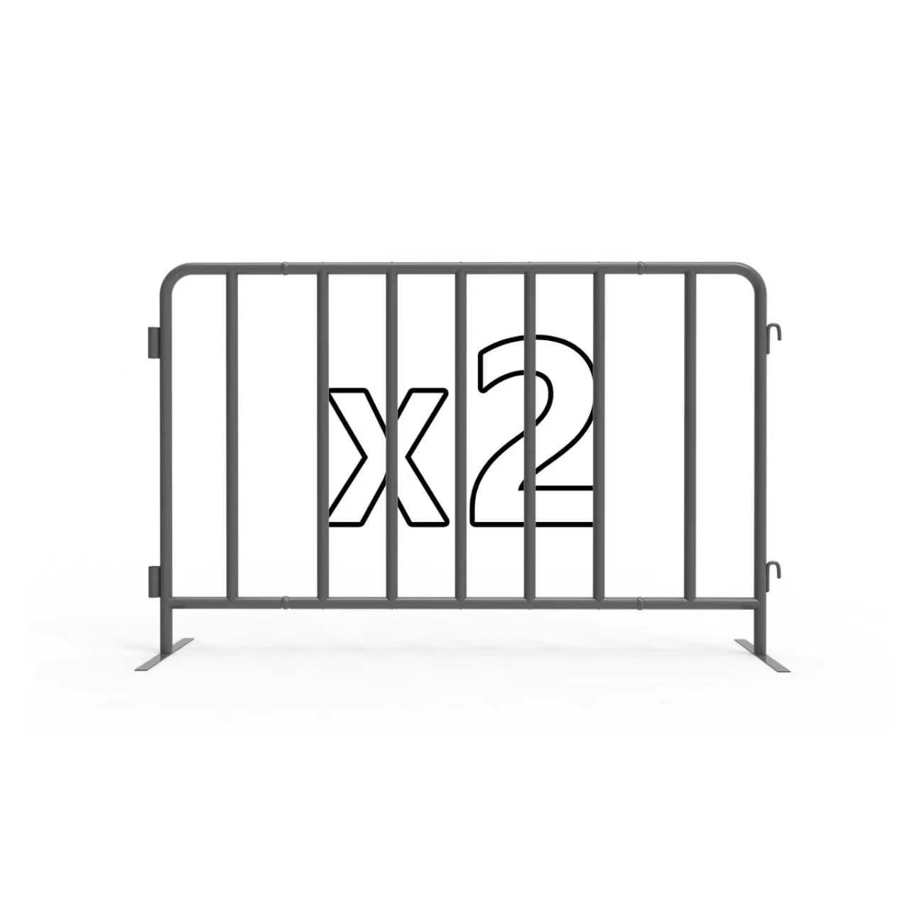 2-Pack 5 ft Steel Crowd Control Barriers, Interlocking Safety Barricades, Galvanized Queue Barriers for Pedestrian Traffic and Construction, Grey