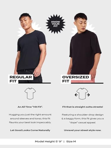 Image of Bewakoof Men's Cotton Typography Oversized Fit Half Sleeve Round Neck T-Shirt | Casual Wear | Street Wear | Oversized t Shirt for Men Cotton | Baggy