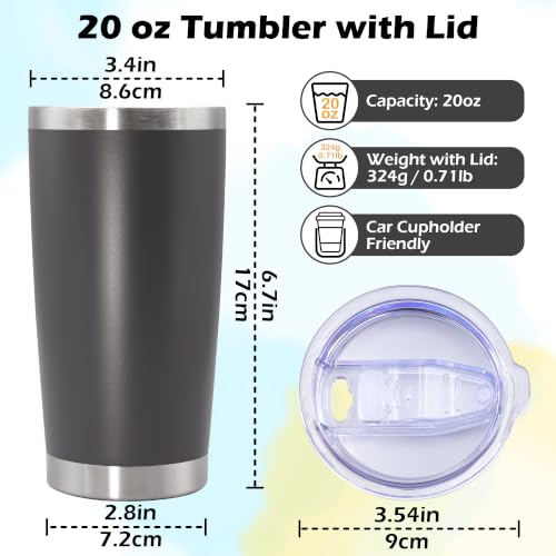 Image of 20oz Tumbler Insulated Tumblers Vacuum Coffee Mug with Lid Grey 6Pack