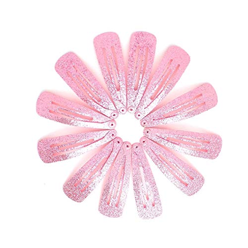 12 fermagli per capelli per bambina, con glitter, colore rosa