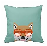 Shiba Inu glasses dog cute shiba inu puppy gifts Pillow Case 18x18