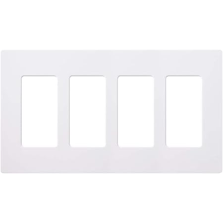 Lutron Claro 4 Gang Decorator/Rocker Wallplate, Gloss, White (1-Pack) | CW-4-WH