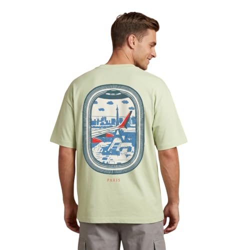Image of Nobero Men's Oversized Graphic T-Shirt for Men | Soft Cotton | Drop Shoulder Relaxed Fit | Printed Casual Tshirt for Men