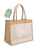 ABENTEUERNAH Jutetasche personalisiert, Wellness, Sauna Geschenk, Baumwolltasche, Freundin, Saunatasche, Jutebeutel mit Namen, Mädelsabend (Wellness Auszeit, groß)