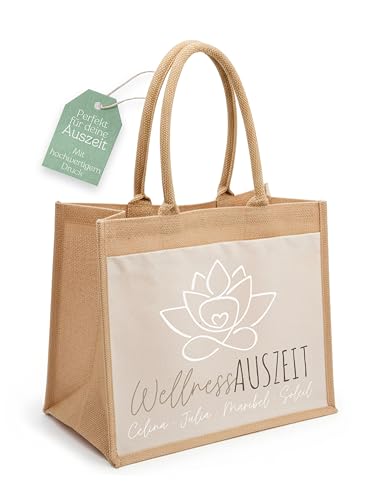 personalisierte Jutetasche mit Namen, große Saunatasche Damen