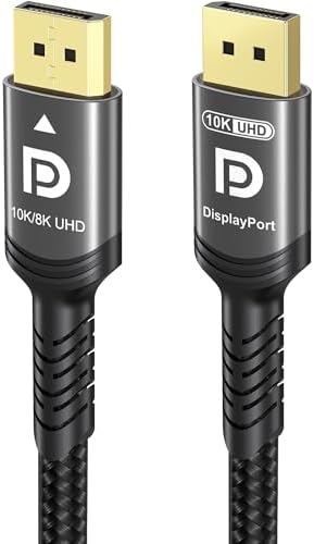 Ubluker 10K 8K 4K DisplayPort 2.1 Kabel 54Gbps 4M, Zertifiziertes DP zu DP Kabel 4K 240Hz 165Hz 144Hz 120Hz 10K 8K 60Hz Nylon Geflochten UHBR HDCP2.3 FreeSync G-Sync RTX5090 Monito