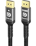Ubluker 10K 8K DisplayPort 2.1 Cable 54Gbps 50 FT, Certified DP to DP Cord 4K 240Hz 165Hz 144Hz 120Hz 10K 8K 120Hz Nylon Braided UHBR HDCP2.3 FreeSync G-Sync RTX5090 Gaming Monitor PC Projector
