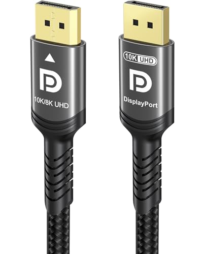 Ubluker 10K 8K 4K Kabel DisplayPort 2.1 54Gbps 2M, Certyfikat Kabel DP-DP 4K 240Hz 165Hz 144Hz 120Hz 10K 8K 60Hz Nylonowy Oplot UHBR HDCP2.3 FreeSync G-Sync RTX5090 Monitor PC Projektor