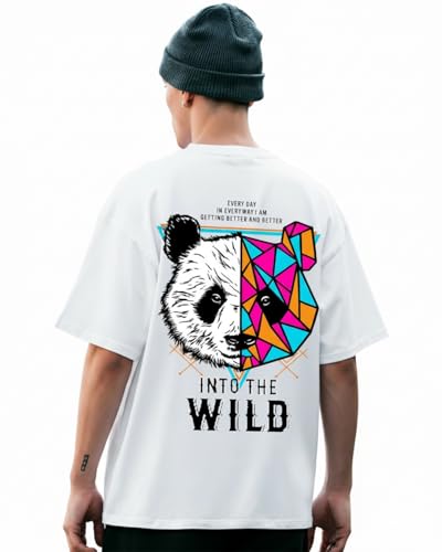 Image of Bewakoof Men's Graphic Printed 100% Cotton T-Shirt - Oversized Fit, Round Neck, Half Sleeves