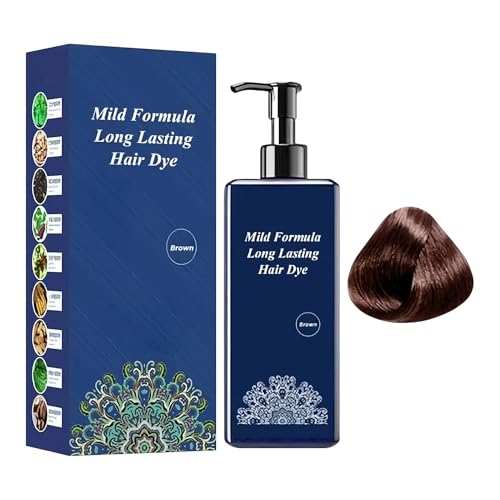 Crema para colorear de cabello a base de plantas, tinte de mechones, cobertura de cabello gris, color duradero, nutritiva e hidratación, negro oscuro/negro claro/marrón, para salón en casa