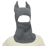 yekeyi maschera da sci invernale lavorata a maglia, cappello divertente con corna, passamontagna per uomo e donna, grigio, taglia unica