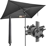 4smile Sonnenschirm Balkon SunnyShade 3-in-1 SET in Anthrazit - UPF 50+ Sonnenschirm rechteckig 200 x 125 cm + Sonnenschirmhalter Balkongeländer + Sonnenschirmhülle