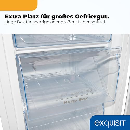Exquisit Gefrierschrank | 85 l Nutzinhalt, Energieklasse E, 40 dB | manuelle Temperaturregelung, 4-Sterne-Gefrierteil, kompakte Bauform mit drei Gefrierschubladen | GS581-H-010E weiss