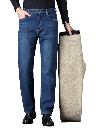 Jean thermique homme en molleton d'agneau épais pantalon hiver doublé teddy de qualité