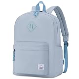 VASCHY Mochila leve para escola, resistente à água, clássica, com bolsos laterais para meninos, crianças, adolescentes, azul bebê