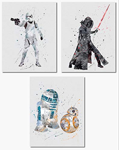 Kylo Ren Stormtrooper BB-8 R2-D2 Star Wars Wall Art Print 3 Pack
