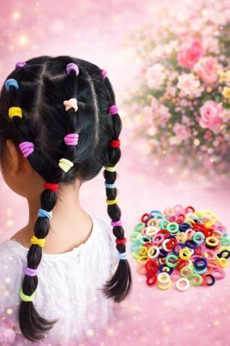 Image of Frescorr (400 pcs) Baby Hair Ties | Soft No-Damage Premium Elastic Mini Rubber Bands for girls | Strong Stretch Ponytail Holders | Daily Use Hair Accessories (Black, Brown, Pastel, Multicolor)
