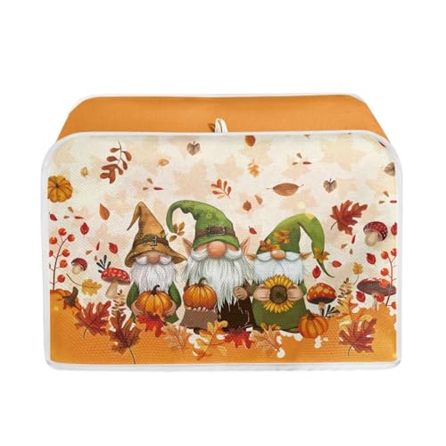 Image of 2 Slice Toaster Dust Cover with Top Hook, Kitchen Small Appliance Bread Toaster Oven Dustproof Cover, Thanksgiving Day Gnome Maple Leaf