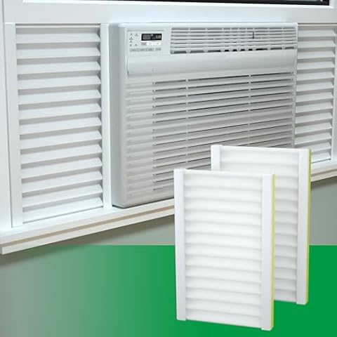 Window Air Conditioner Side Insulated Panel, 2PIC Insulation Panels Window Seal Kit With 4 pressure strips, WinterSummer Winter Heat and Draft Insulating,Insulation Foam Material 02 (WHITE) Cover