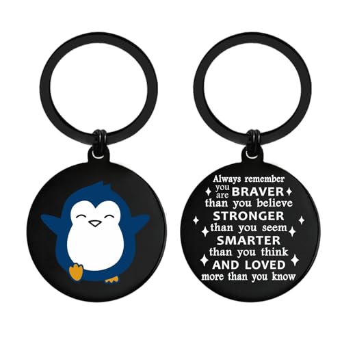 EE&YU Decoraciones de pingüino - Bonito llavero de pingüino, divertidos regalos de pingüino para hombres y mujeres, llavero para amantes de los pingüinos para niños y niñas, plateado, 1.4 inch