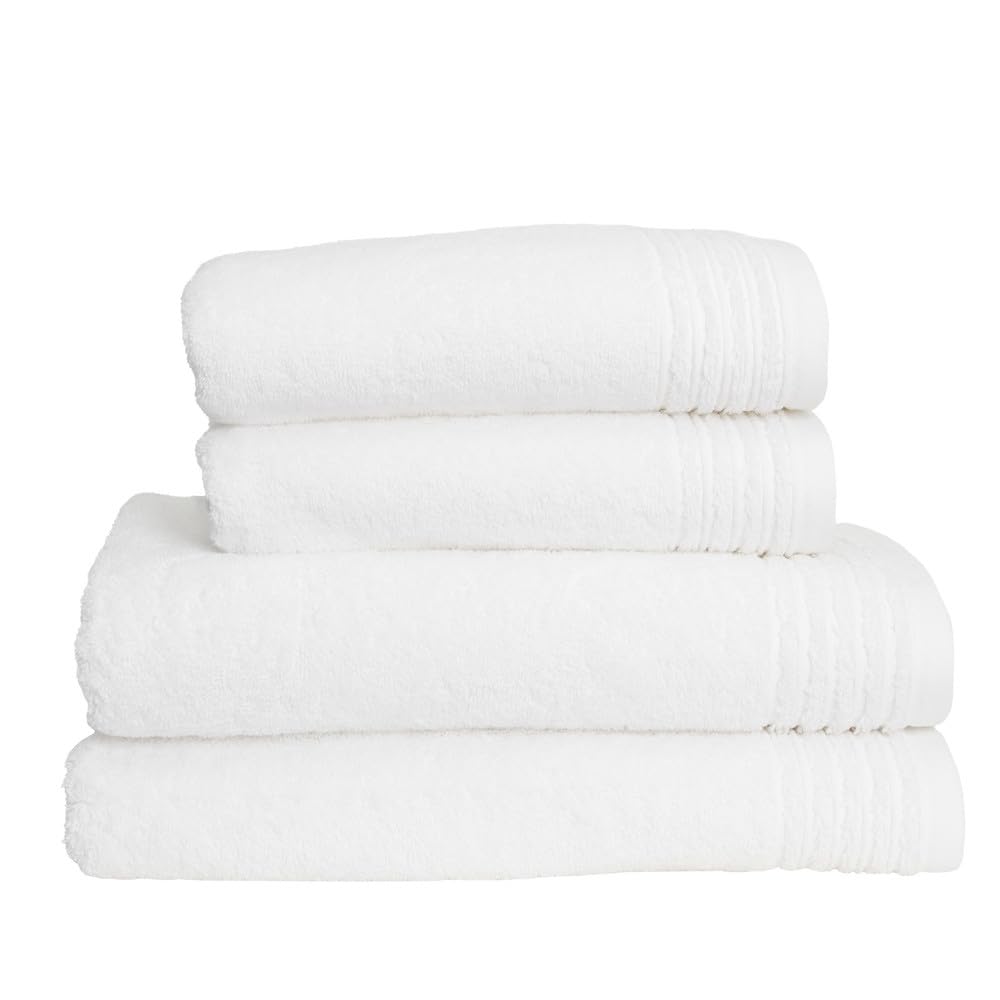 LA MALLORQUINA Set 4 Toallas 100% Algodón Peinado - Basic LM Blanco