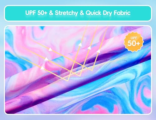 Image of Girls Swimsuit Long Sleeve Rush Guard Bathing Suit Swimwear with Bikini Bottom Sun Protection