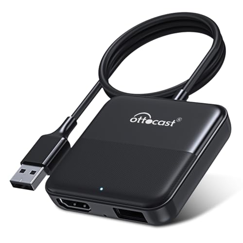 OTTOCAST Car TV Mate, Multifunktionaler HDMI-Adapter Kann zum Abspielen von YouTube Netflix Verwendet Werden, Auto Fahrzeug TV Konverter Anwendbar für Automodelle mit Kabelgebundenem Carplay nach 2016