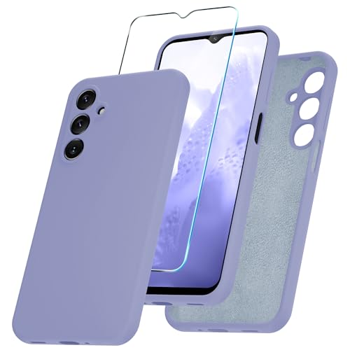 YENAPOON for Samsung Galaxy A16 5G Case, Silicone Phone Case with 1 Screen Protector, Soft Anti-Scratch Microfiber Lining, Full Body Shockproof Slim Cover, Lavender Purple