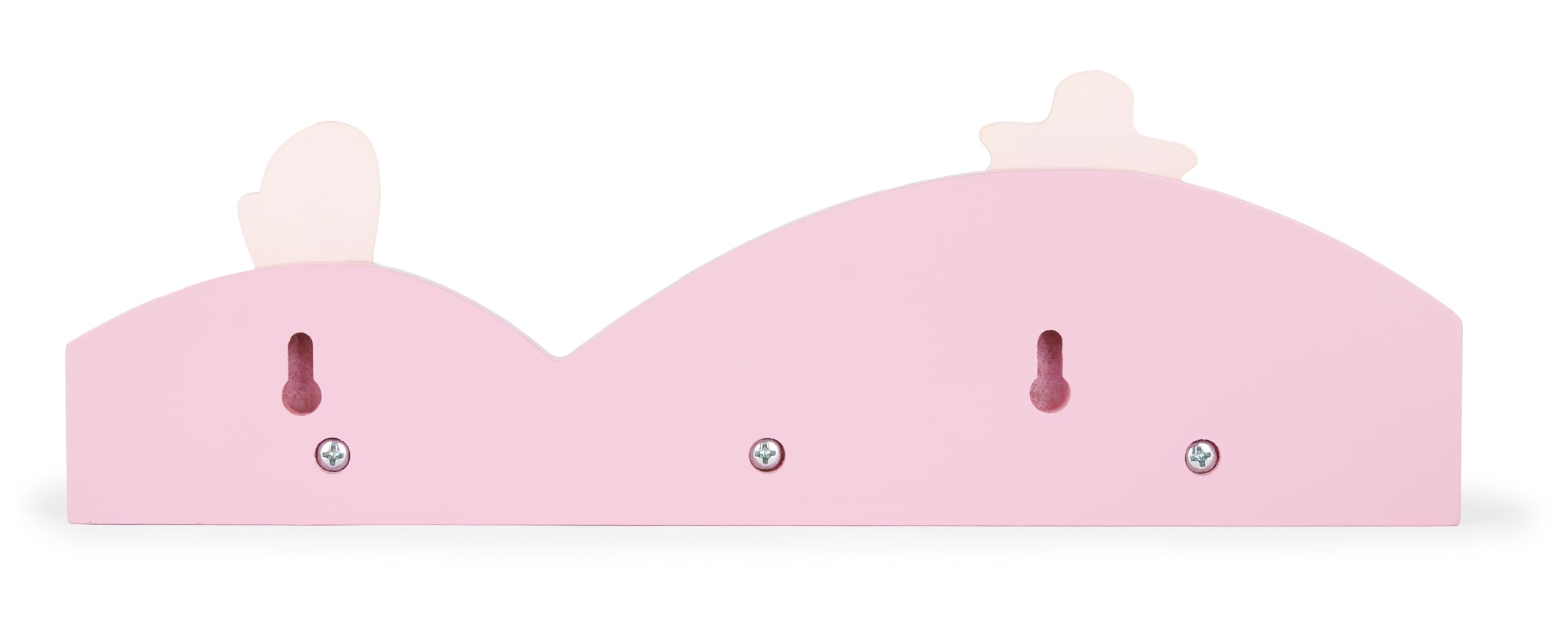 Mousehouse Gifts Triple Gancho percheros de Pared Infantil Hecho de Madera en Color Rosa y decoración de Princesas para la habitación de niñas y bebés