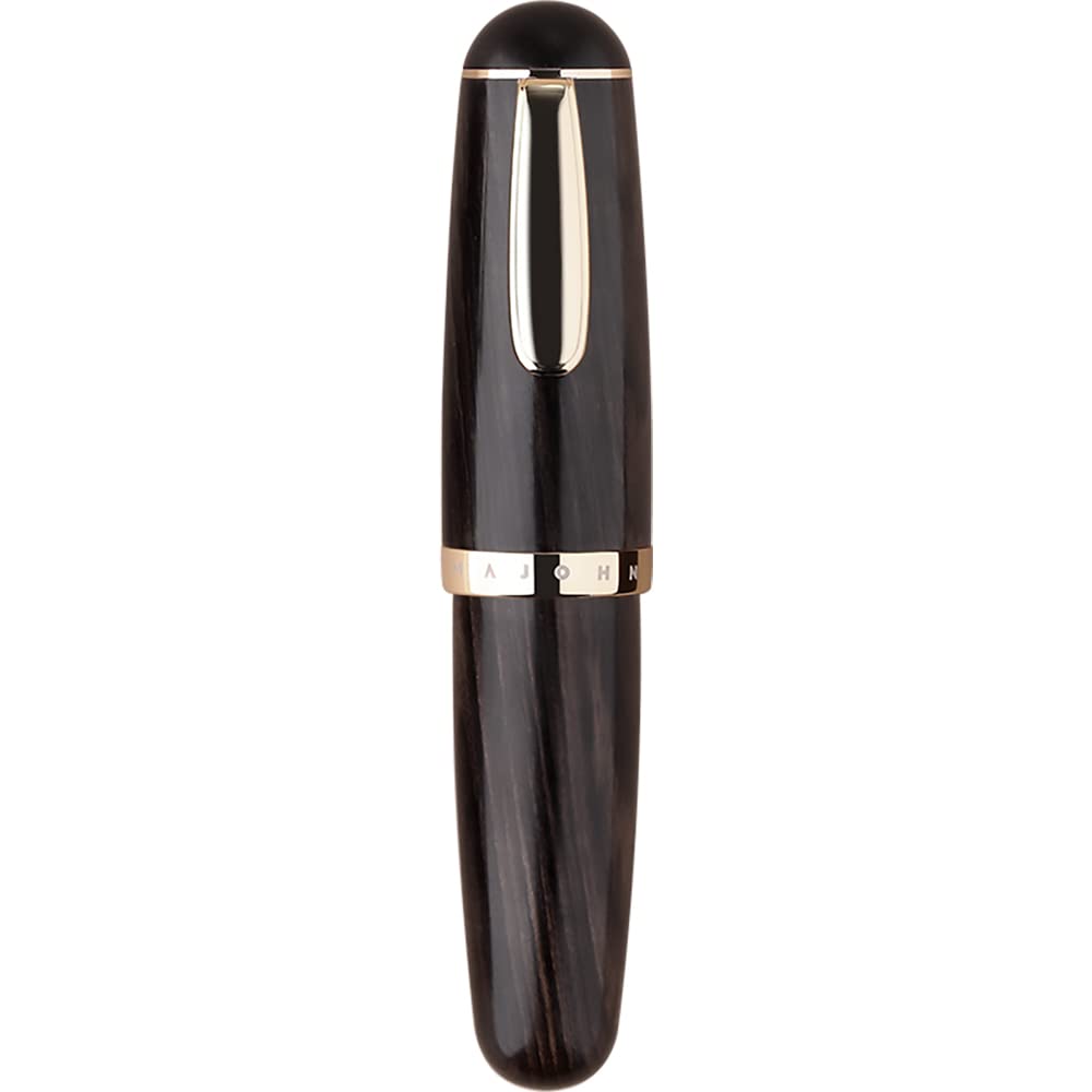 Majohn Q1 Fountain Pen Extra Fine Nib Black Wood, Eyedropper Filling Pocket Pen Large Capacity