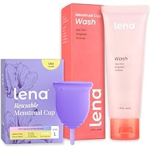 Lena Menstrual Cup Large & Lena Wash Set Reusable Silicone Period Cup with Gentle pH-Balanced Cleanser for Menstrual Cups, Beginner-Friendly Starter Kit