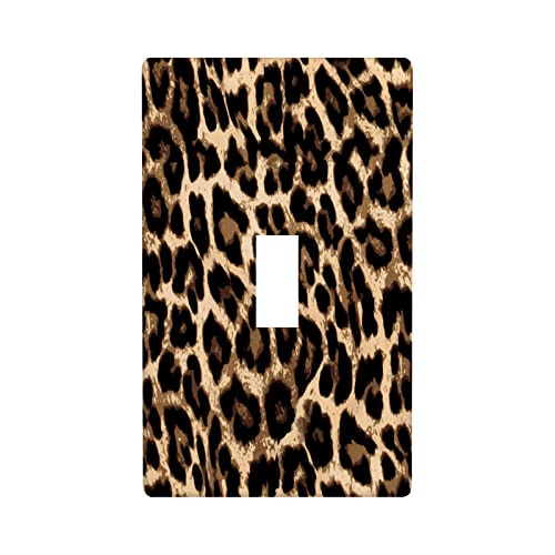 Leopard Single Toggle Light Switch Plate Decorative, Wild Animals Fur Cheetah Skin Spots 1 Gang Wall Plates Cover Electrical Switchplate for Kitchen Bathroom Bedroom Living Room Home Decor Faceplate