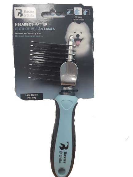 Baxter and Bella 9 Blade De-Matter for Dogs Helps to Break up and Remove matts from Your Pets Coat