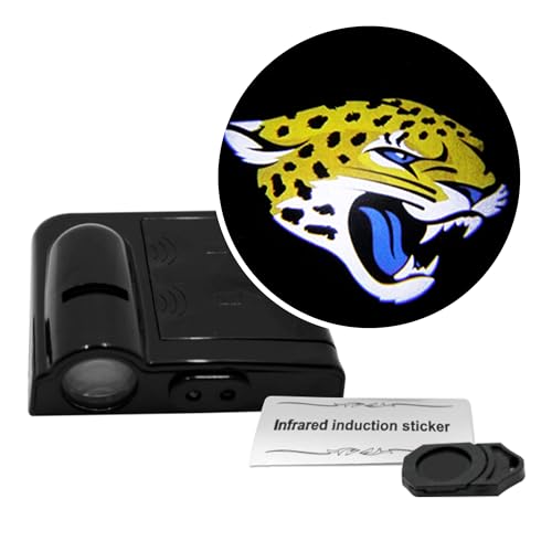 Sporticulture NFL American Football Jacksonville Jaguars - Car Door Lights Logo Shadow Display - Car Accessories with One Team Logo Slide - Compatible for Most Car Models - Battery Powered, 2.5”x2.5”