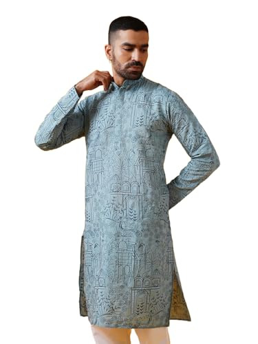 Image of SOJANYA (Since 1958 Men's Cotton Rayon Shiny Thread Sequinned Only Long Kurta