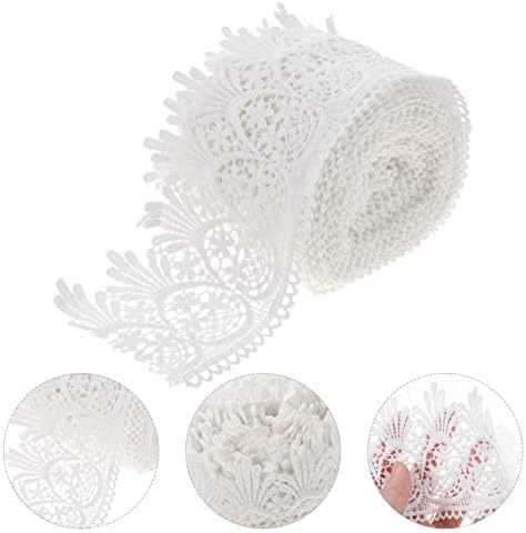 Milisten 4.5m Floral Lace Ribbon Trimming Embroidered Edge Trim Ribbon Cream Lace Fabric Ribbon for Sewing Wedding Clothing Craft Supply (7.3cm)