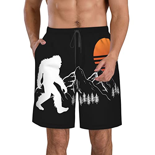 Sasquatch Bigfoot Men's Shorts Beach Swim Trunks Quick Dry Athletic Shorts Outdoor Casual Fashion Shorts Summer Thin Breathable Adjustable Elastic Size M/L/XL/XXL/XXL