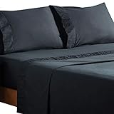 Bedsure Black Queen Sheets Set - Soft 1800 Bedding Sheets & Pillowcases Sets, 4 Pieces Black Sheets for Bed