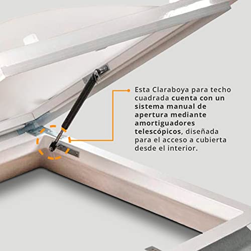 Tragaluz de alta gama 60x60 cm con cúpula y zócalo de PVC 5